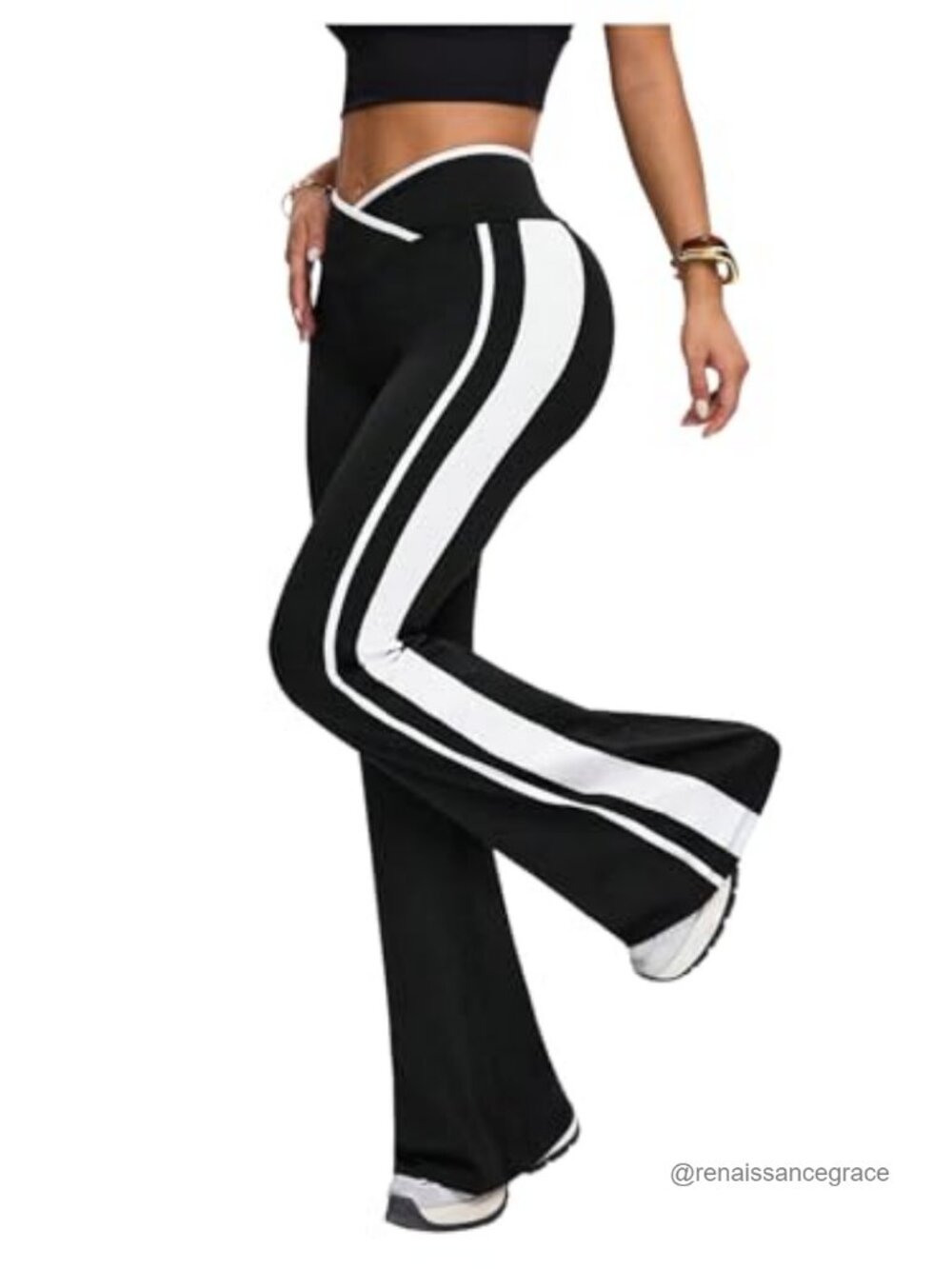 Stripe Flare Leggings Bell Bottom Stretch Bootcut Yoga Pants